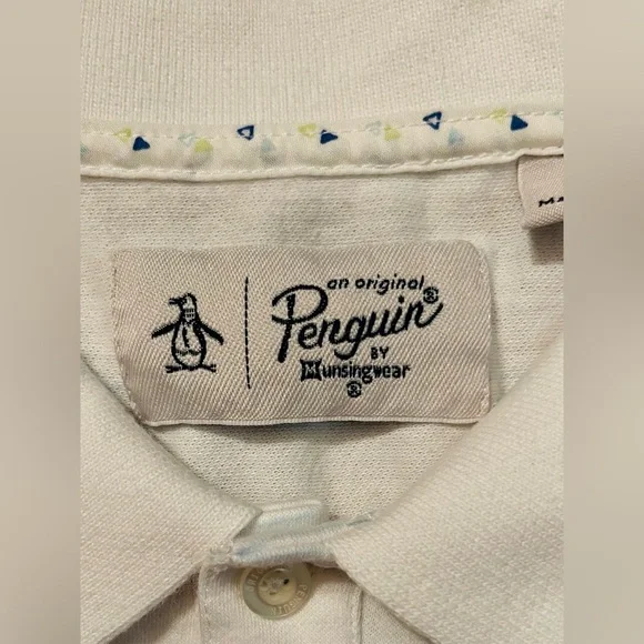 Original Penguin White Polo with Pink and Blue Stripes Large - Picture 3 of 4